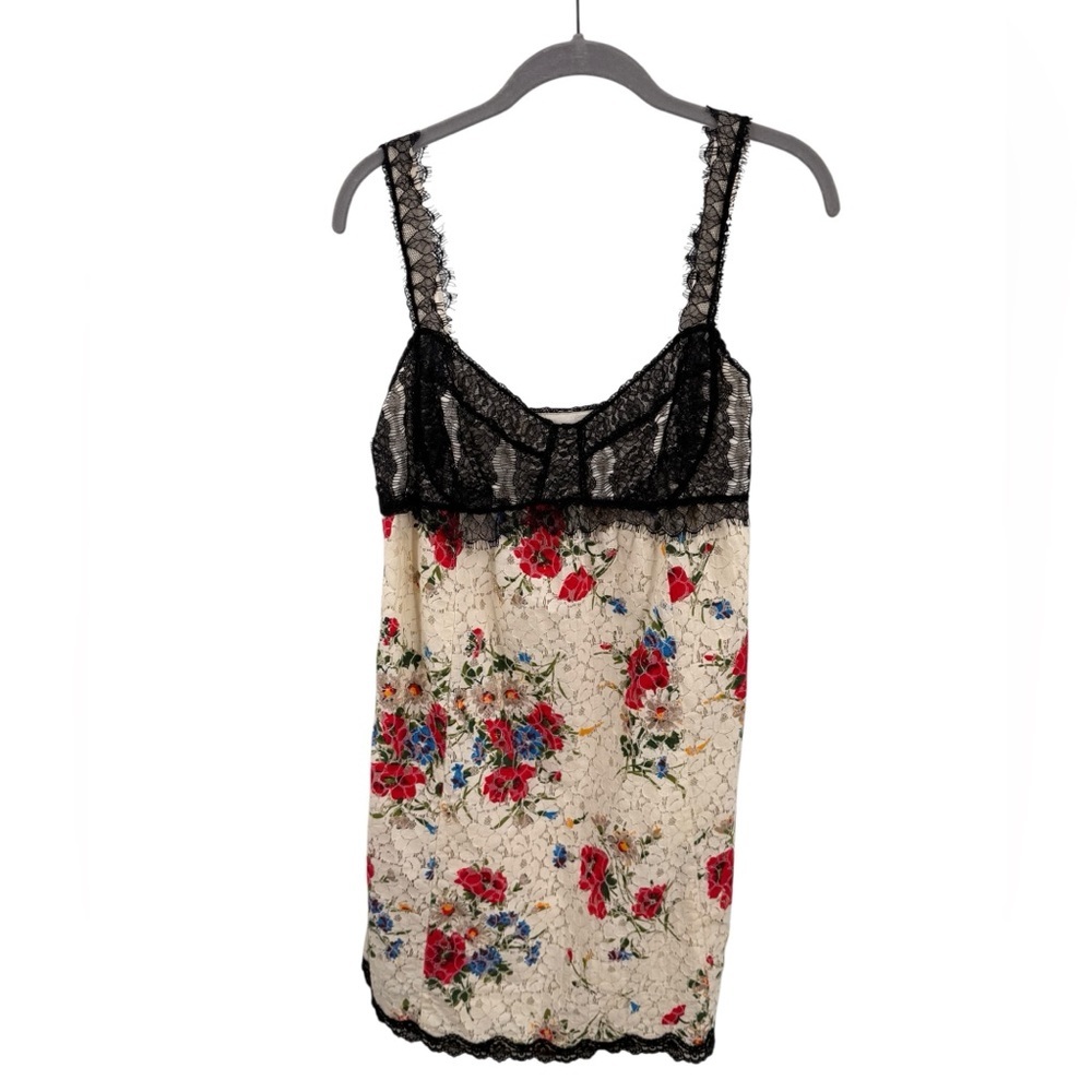 Cynthia Steffe Y2K 2000s Lace Overlay Floral Dress Black Size 6 Goth